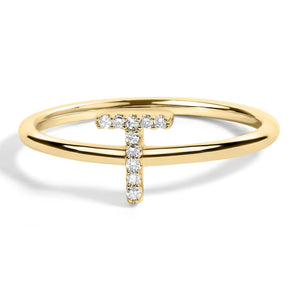 10K Yellow Gold Diamond Accent Initial “A-Z” Ring