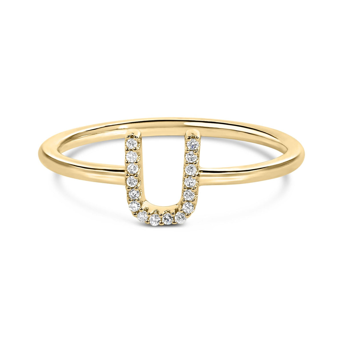 10K Yellow Gold Diamond Accent Initial “A-Z” Ring