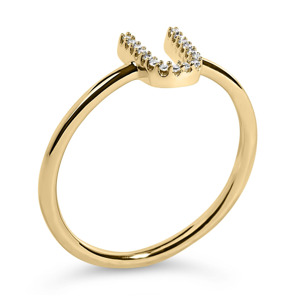 10K Yellow Gold Diamond Accent Initial “A-Z” Ring