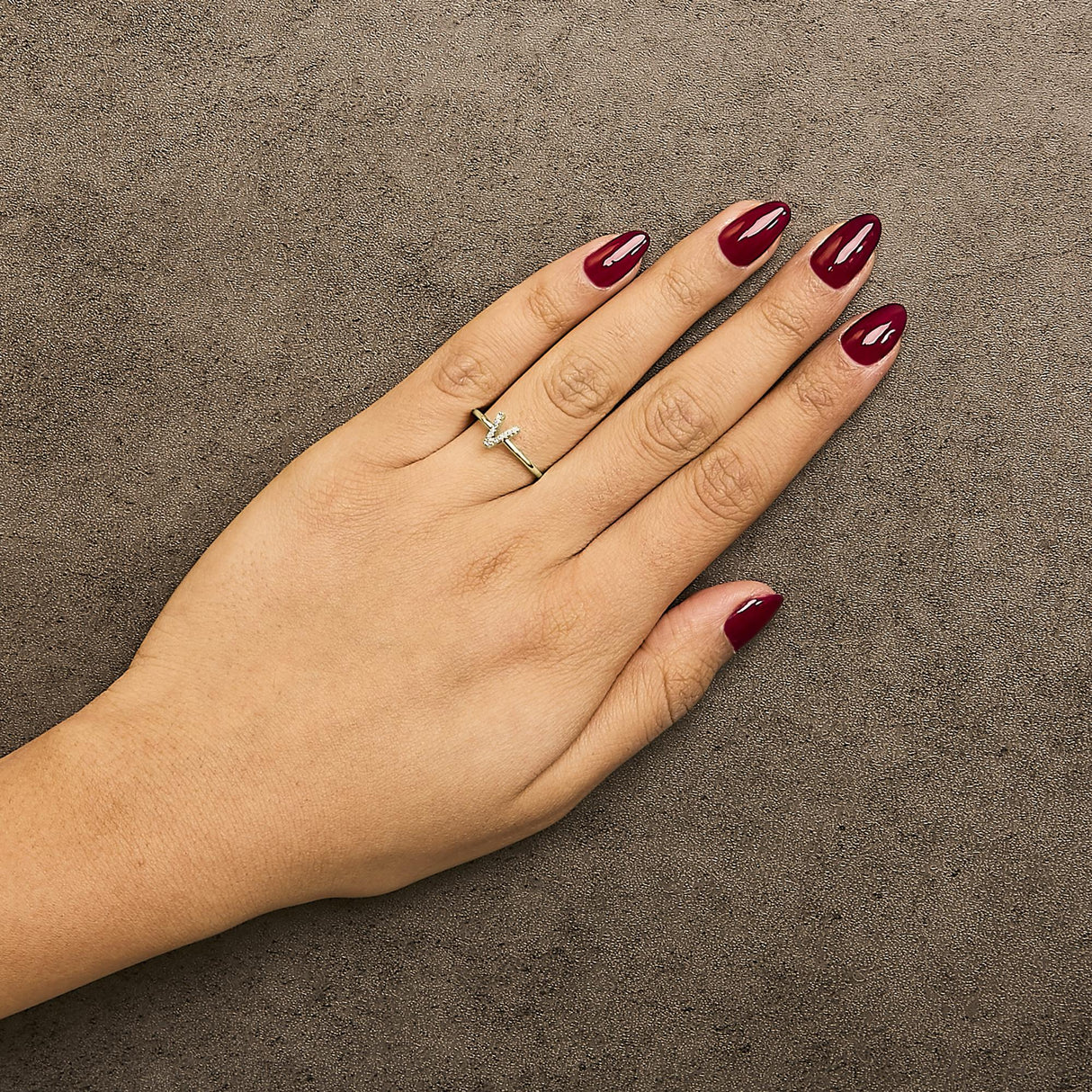 10K Yellow Gold Diamond Accent Initial “A-Z” Ring