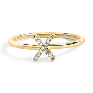 10K Yellow Gold Diamond Accent Initial “A-Z” Ring