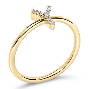 10K Yellow Gold Diamond Accent Initial “A-Z” Ring