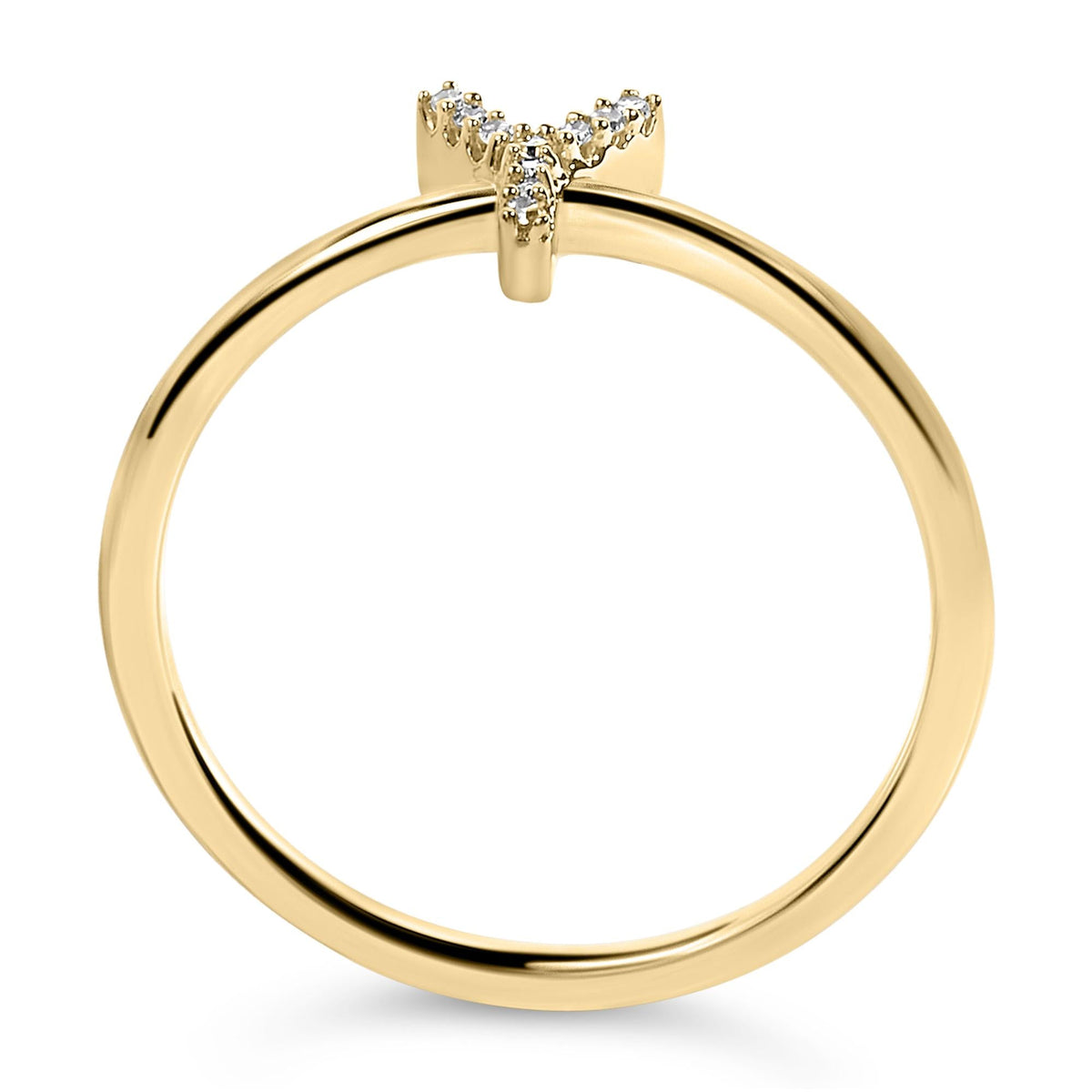 10K Yellow Gold Diamond Accent Initial “A-Z” Ring