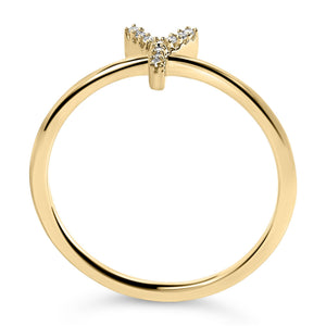 10K Yellow Gold Diamond Accent Initial “A-Z” Ring