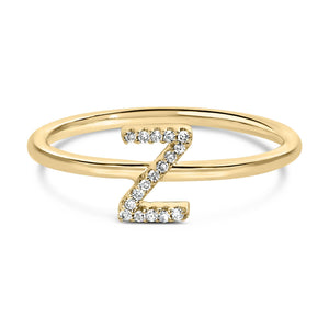 10K Yellow Gold Diamond Accent Initial “A-Z” Ring