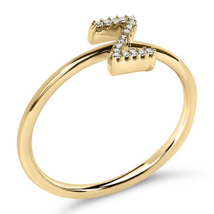 10K Yellow Gold Diamond Accent Initial “A-Z” Ring