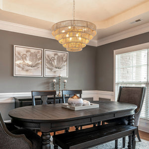 24" Modern 5-Layer Woven Hemp Rope Chandelier