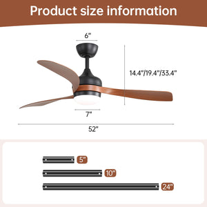 Ceiling Fan With 3 Blades, Remote Control, Reversible DC Motor