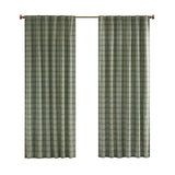 Plaid Rod Pocket and Back Tab Curtain Panel with Fleece Lining Green 50x84'