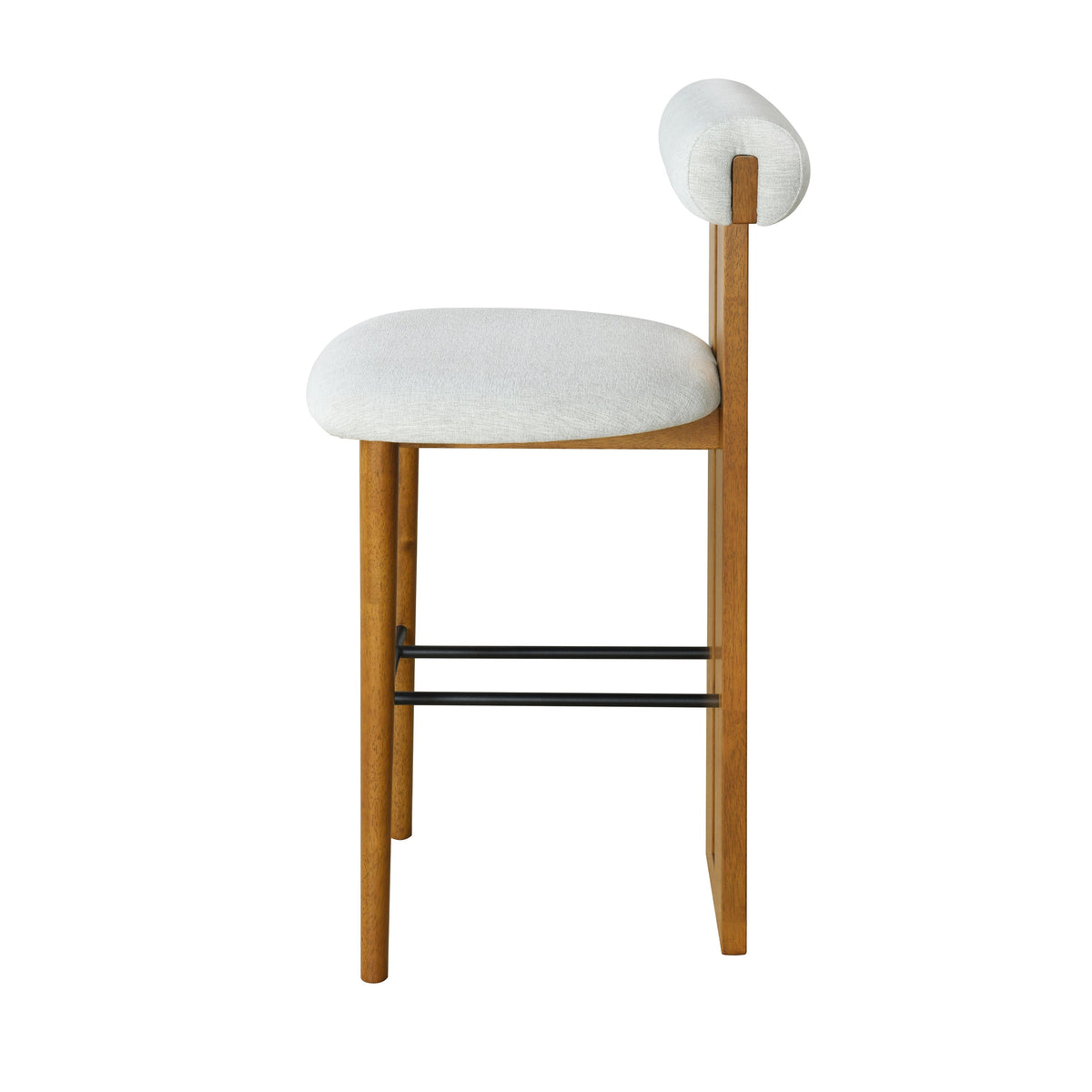 Renee Indoor Wooden Upholstered Barstool with Rubberwood Frame - Ivory or Walnut