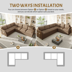 L-Shaped Couch With Pull-Out Bed, Convertible Sleeper Sofa With Side Pocket & USB Port