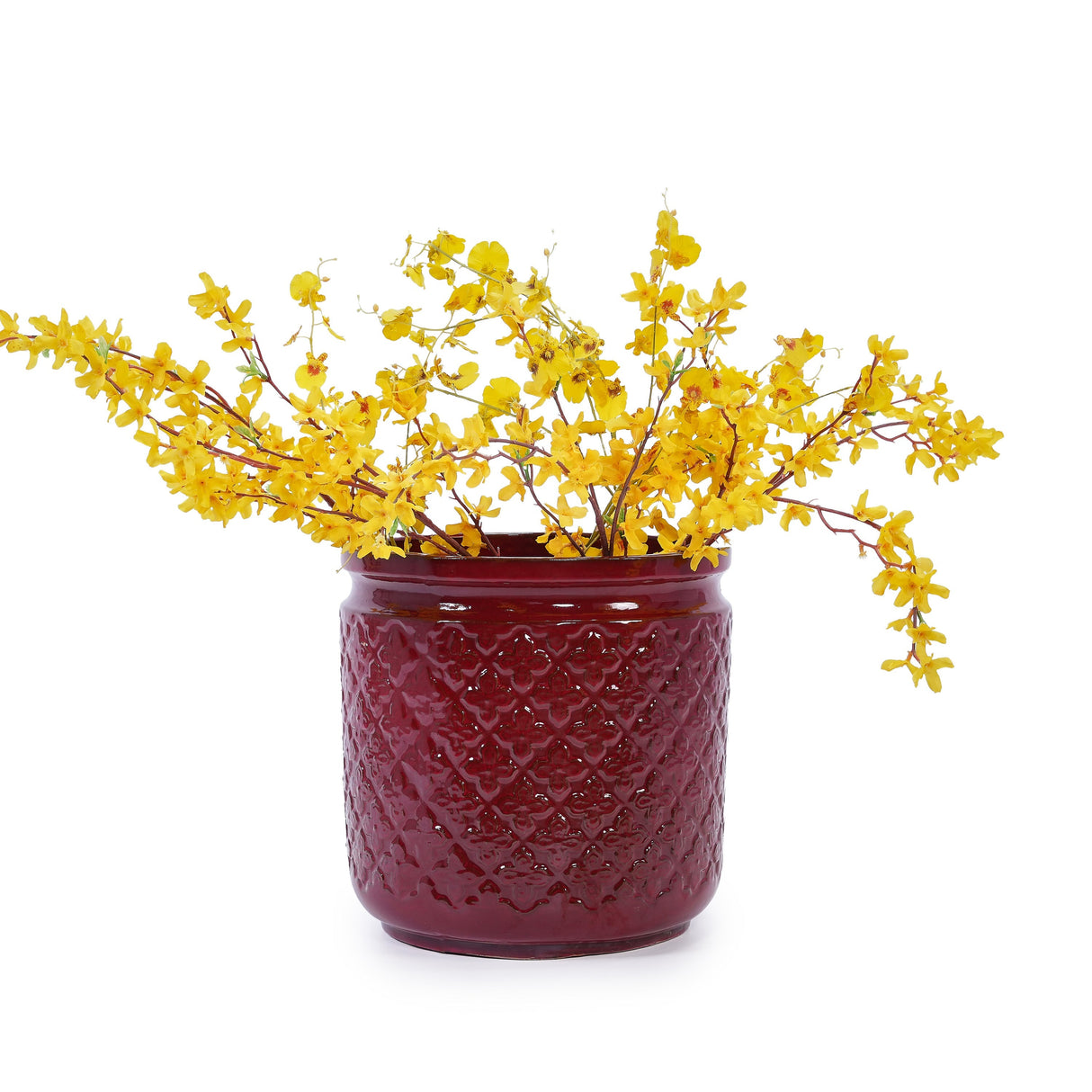3 Pieces Ceramic Flowerpot, Modern Planter for Patio, Garden or Windowsills - Bean Paste Red
