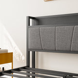 Full Size Bed Frame Storage Headboard with Charging Station