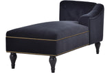 58" Velvet Chaise Lounge with Nailhead Trim and Solid Wood Legs