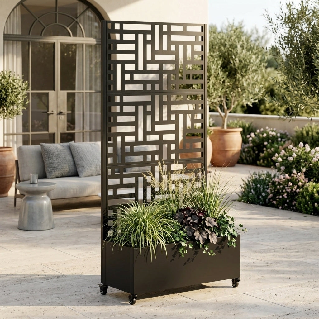 Metal Planter Box with Trellis, 73" x 35" x 16" Raised Garden Bed