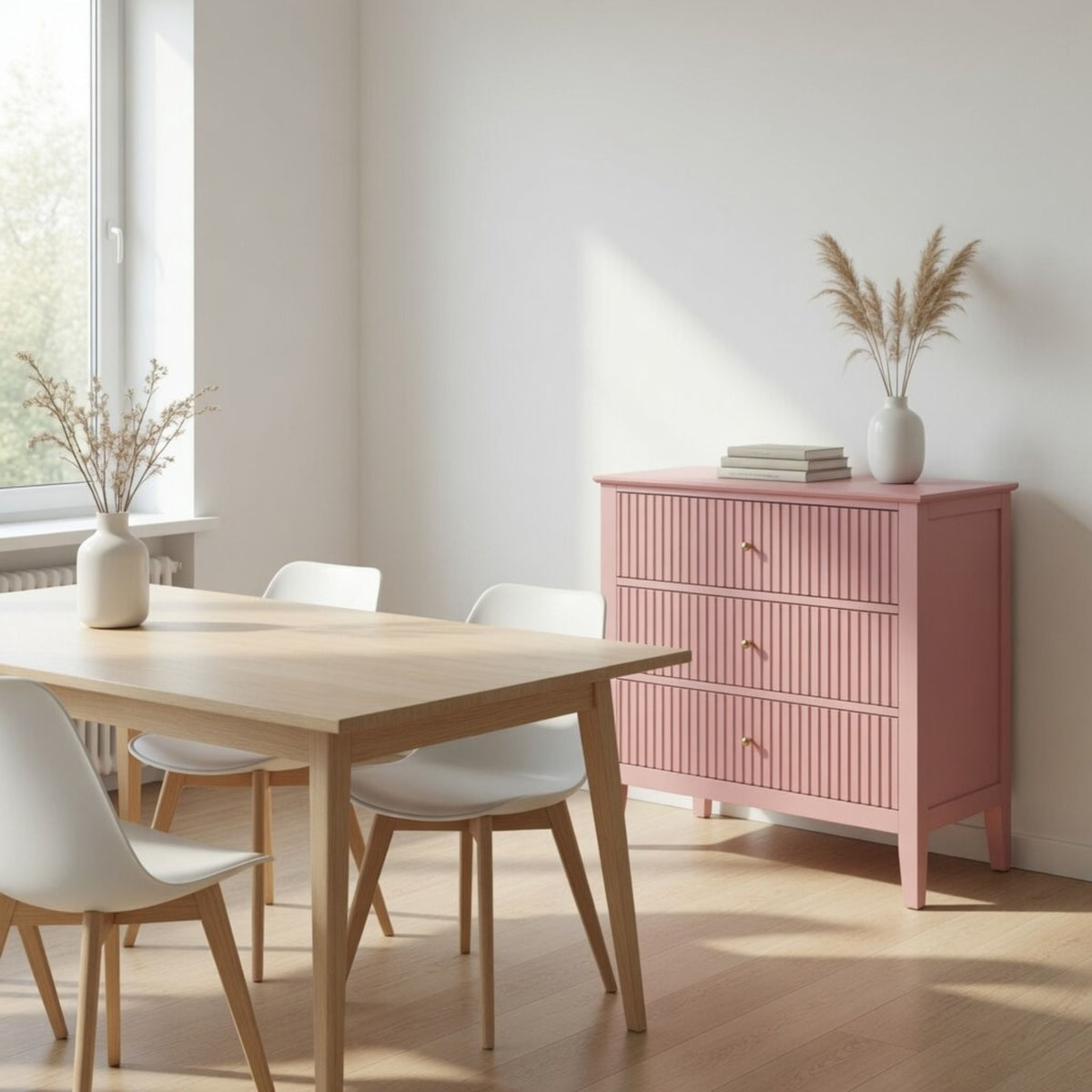 Fluted 3 Drawer Nightstand With Soft Close Slides