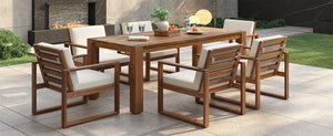 TREXM Patio Table and Chairs Set, 7-Piece Outdoor Dining Set for 6