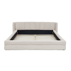 Modern Upholstered Bed Frame With Thick Fabric And Headboard