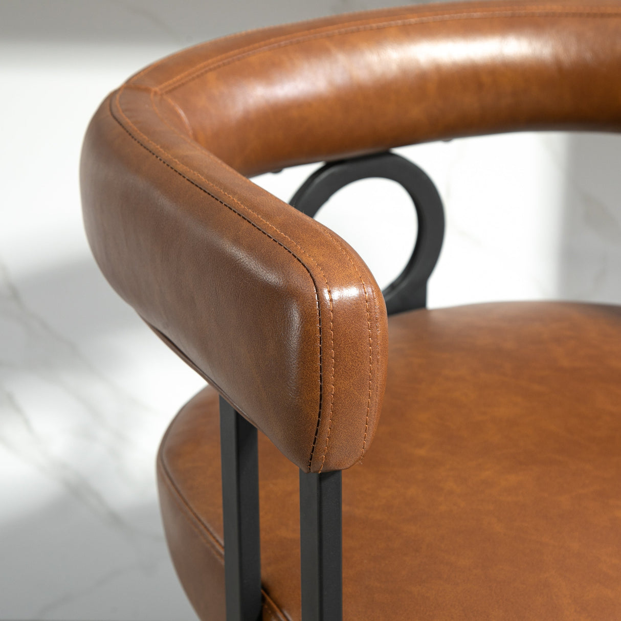Household bar stools set of 2, modern upholstered with back