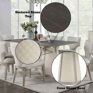 Kasa - Dining Table - Sintered Stone Top & Champagne