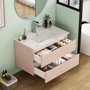 32-Inch Wall-Mounted Bathroom Vanity With Sink Combo