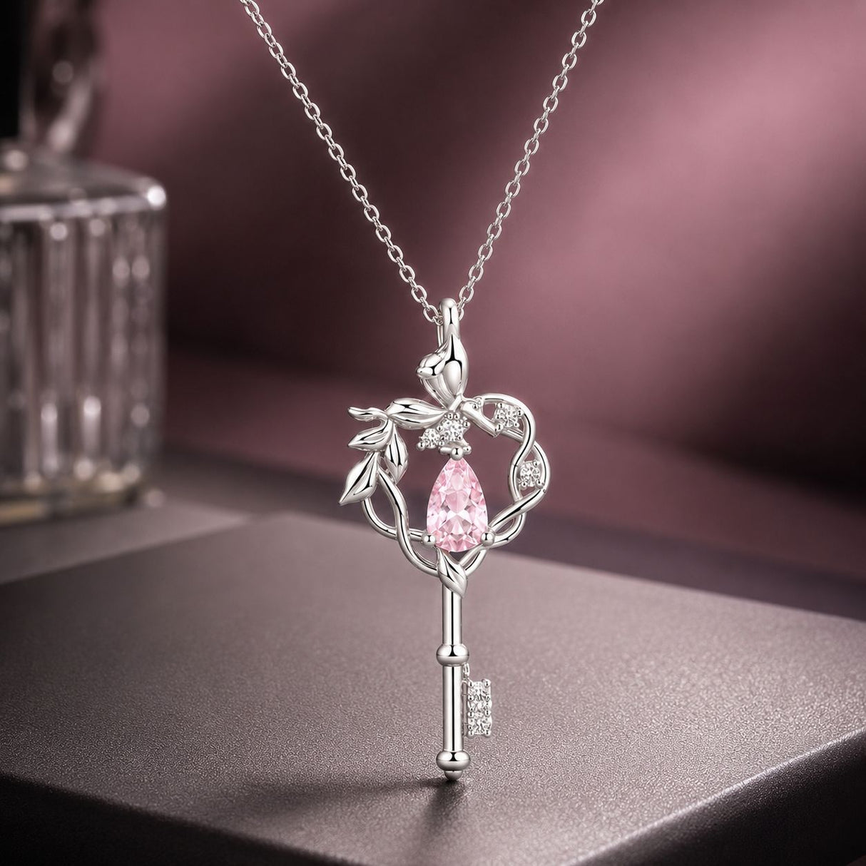 925 Sterling Silver Necklace with CZ in Pavé Setting, 400+50mm Length for Women