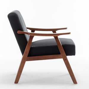 Mid Century Modern Accent Chair With Solid Wood Frame And Extra Thick Backrest