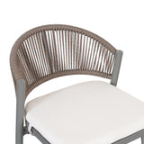 Outdoor 26' Counter Height Metal Frame Counter Stools with Scallop-shaped Backrest & Water-resistant Cushions, Set of