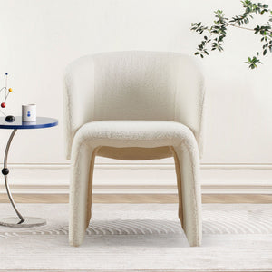 Modern Accent Chair Brown Single Sofa Chair, Upholstered Side Chair Teddy Comfy Chair For Dining Room / Bedroom / Living Room / Reception