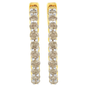 10K Yellow Gold Plated Sterling Silver Diamond Hoop Earrings (2 cttw, K-L Color, I2-I3 Clarity)