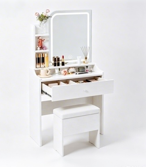White Vanity Set with Smart LED Mirror