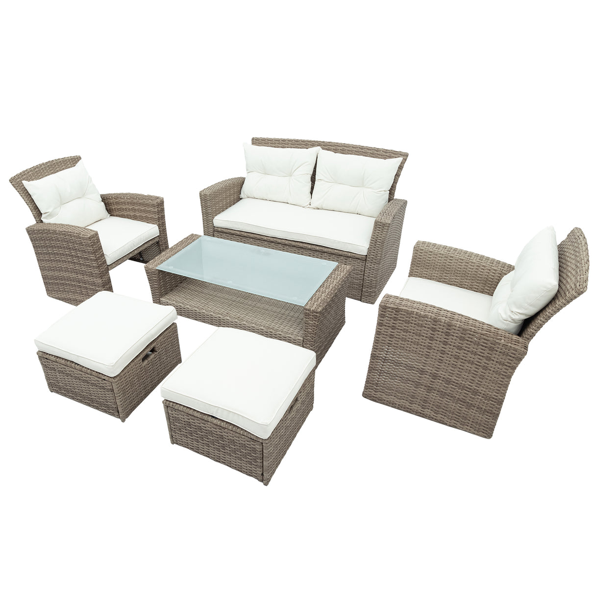 Elegantly Woven Outdoor Tengbian  6 piece outdoor conversation set