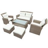 Elegantly Woven Outdoor Tengbian  6 piece outdoor conversation set