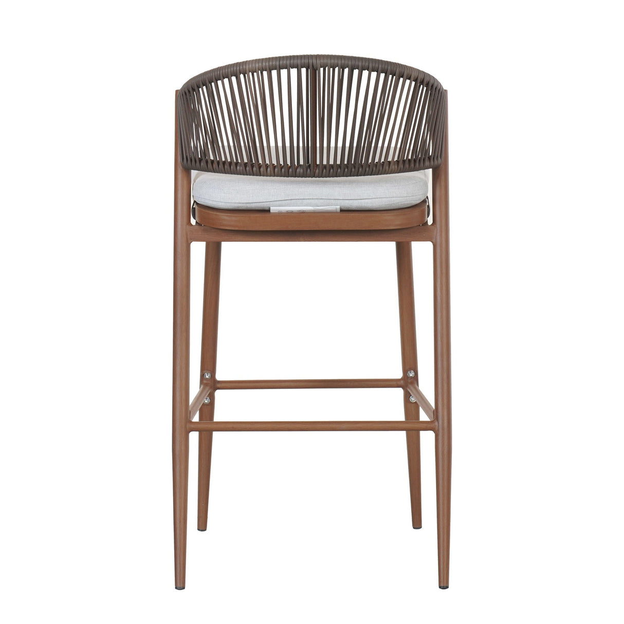Outdoor Bar Height Metal Frame Counter Stools With Scallop Shaped Backrest & Water Resistant Cushions