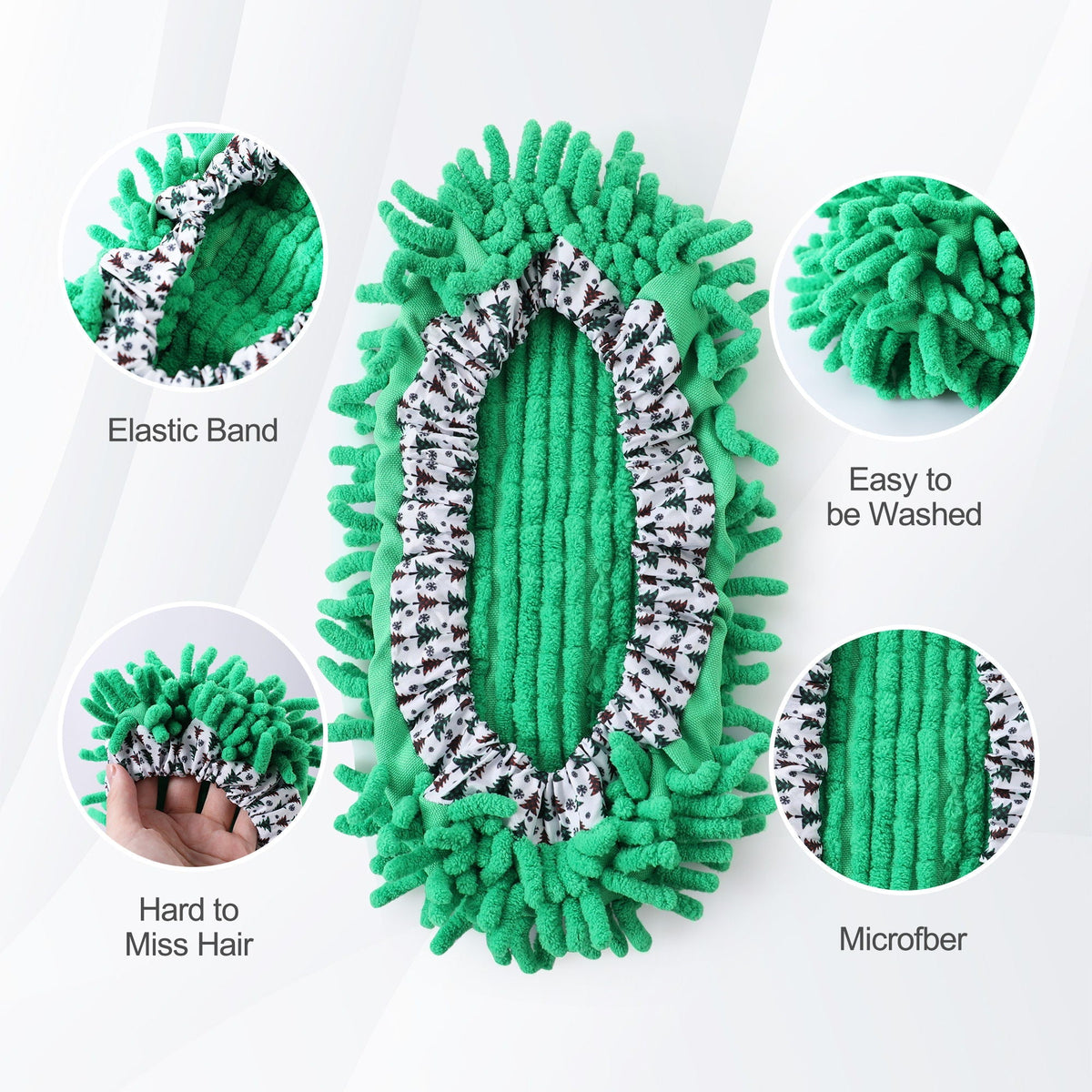 Microfiber Mop Slippers For Floor Cleaning, Machine Washable, 3 Pieces - Blue / Green / Red