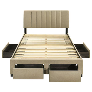 Wheatland 4-drawer Upholstered Full Storage Bed Light Brown