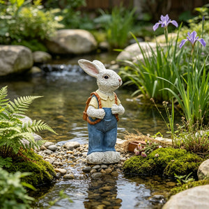 Simulated Couple Rabbit Statue Flower Pot Ornament