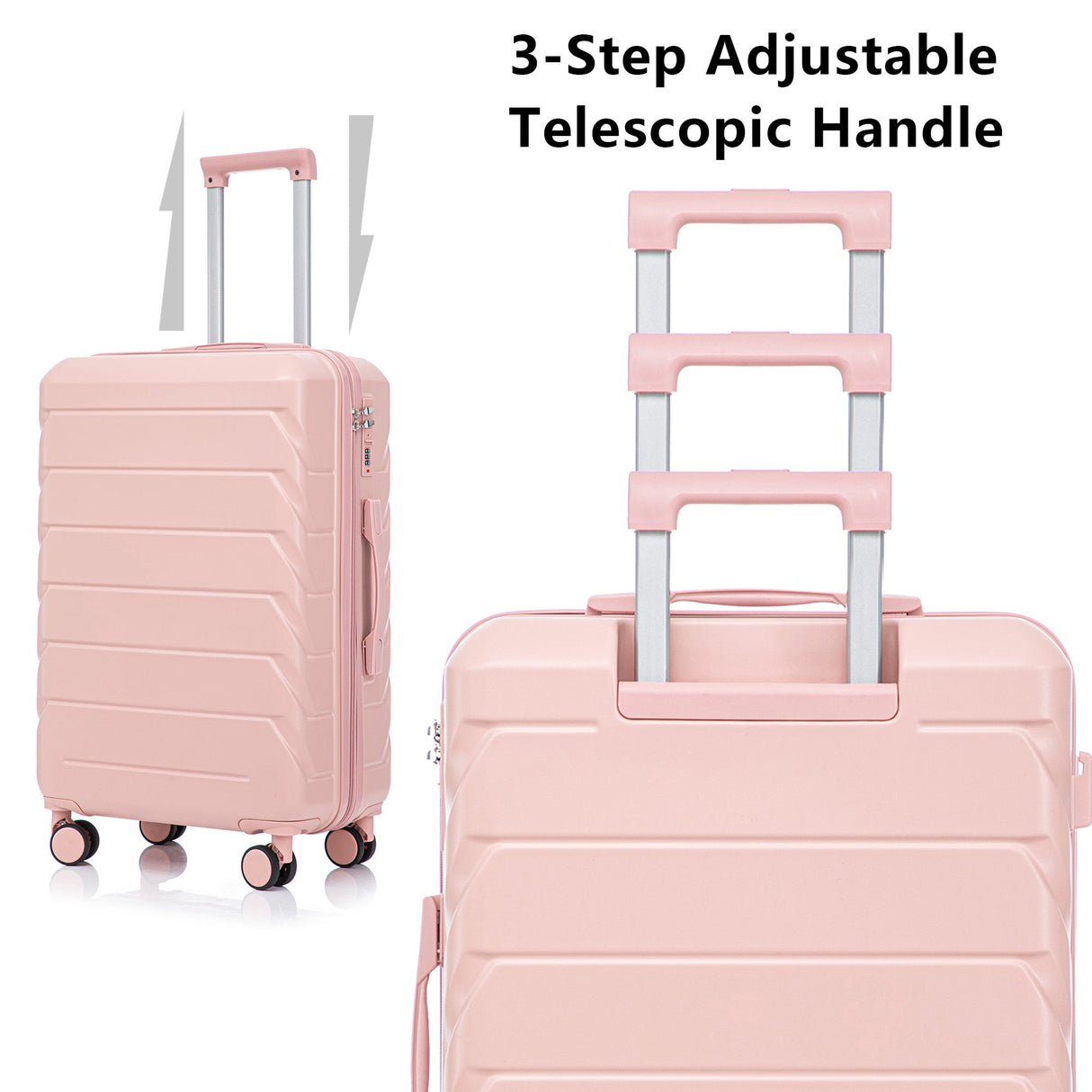 Set of 3 ABS Spinner Wheel Luggage - Pink