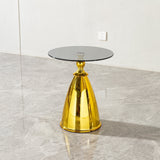 Modern Living Room Coffee Table with Grey Tempered Glass and Gold Carbon Steel