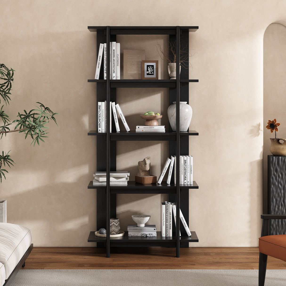 4-Tier Wooden Open Bookcase
