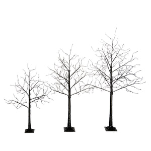 3 Pc Illuminated Halloween Tree with Purple LED Glow