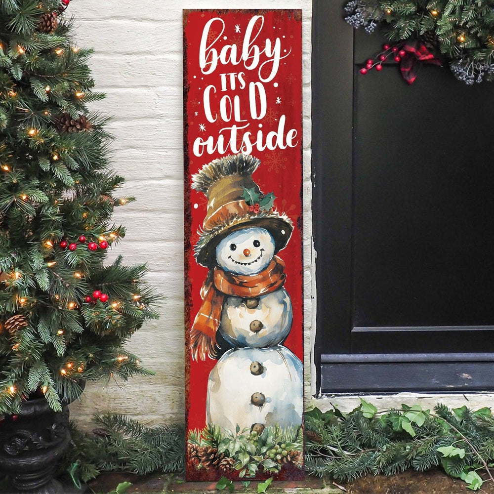 36in Baby It's Cold Outside Christmas Porch Sign - Front Porch Christmas Welcome Sign, Rustic Modern Farmhouse Entryway Board - Tuesday Morning - Front Porch Decor
