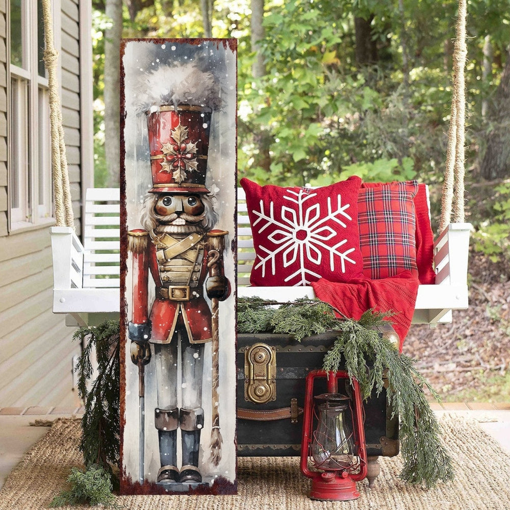 36in Black Nutcracker Merry Christmas Porch Sign, Front Porch Welcome Sign, Modern Farmhouse Wall Decor, Vintage Christmas Decor for Outdoor - Tuesday Morning - Wall Signs