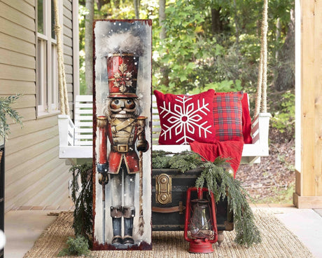 36in Black Nutcracker Merry Christmas Porch Sign, Front Porch Welcome Sign, Modern Farmhouse Wall Decor, Vintage Christmas Decor for Outdoor - Tuesday Morning - Wall Signs