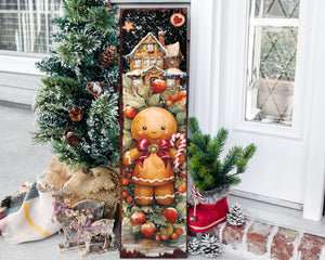 36in Gingerbread Christmas Porch Sign - Front Porch Christmas Welcome Sign, Vintage Christmas Decoration, Modern Farmhouse Entryway Board - Tuesday Morning - Wall Signs