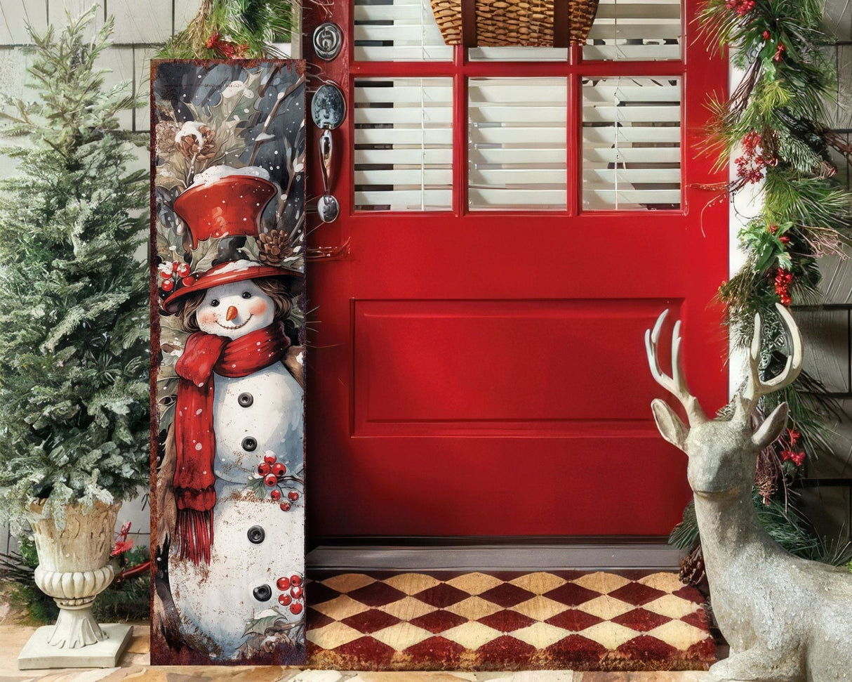 36in Girl Snowman Merry Christmas Porch Sign - Front Porch Welcome Sign - Tuesday Morning - Wall Signs