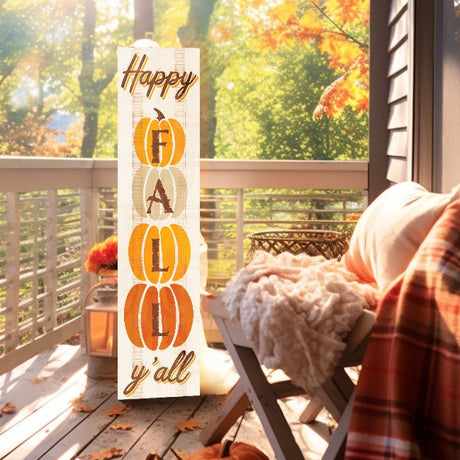 36in "Happy Fall Y'all" Wooden Porch Sign - Seasonal Front Door Decor for Autumn Celebrations - Tuesday Morning - Front Porch Decor
