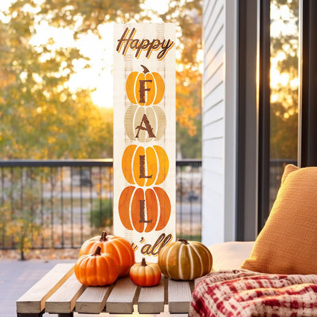 36in "Happy Fall Y'all" Wooden Porch Sign - Seasonal Front Door Decor for Autumn Celebrations - Tuesday Morning - Front Porch Decor