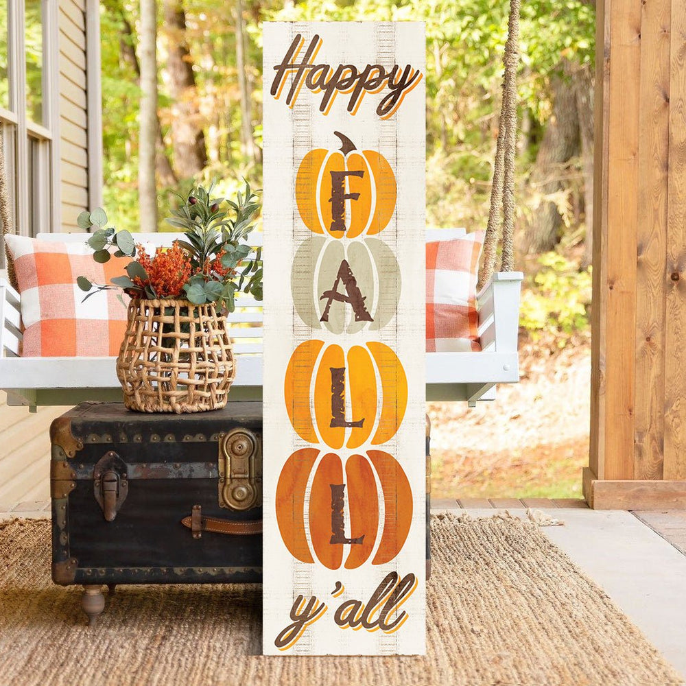36in "Happy Fall Y'all" Wooden Porch Sign - Seasonal Front Door Decor for Autumn Celebrations - Tuesday Morning - Front Porch Decor