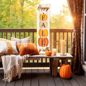 36in "Happy Fall Y'all" Wooden Porch Sign - Seasonal Front Door Decor for Autumn Celebrations - Tuesday Morning - Front Porch Decor